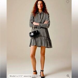 J.Crew Amelia popover shirtdress in chain print Dress Small Long Sleeve like new